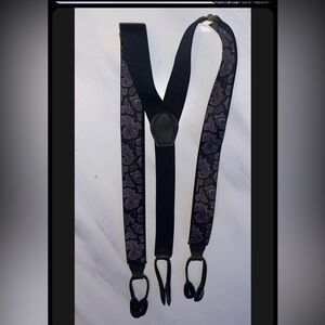 PELICAN SUSPENDERS BLACK/PURPLE LEATHER USA button ends